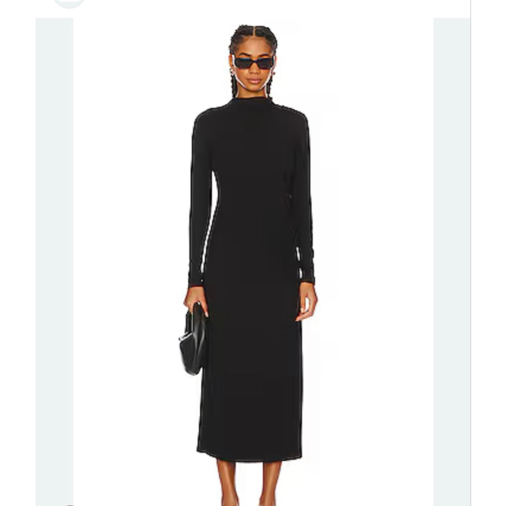 Vince Black Turtleneck Long Sleeve Ruched Dress XL